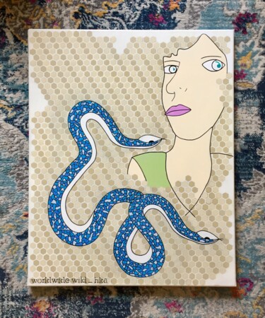 Painting titled "BETTE DAVIS EYES OU…" by Hka, Original Artwork, Oil Mounted on Wood Stretcher frame