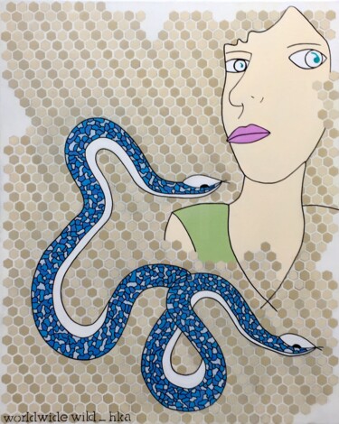 Painting titled "BETTE DAVIS EYES OU…" by Hka, Original Artwork, Oil Mounted on Wood Stretcher frame