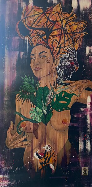 Pittura intitolato "Amazonie" da Stephanie Castagna-Arnaud, Opera d'arte originale, Acrilico