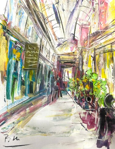Passage couvert un jour de pluie 제목이 "Passage couvert un…"인 미술작품 Regine Blot로, 원작, 아크릴 판지에 장착됨