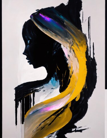 Digitale Kunst mit dem Titel "Frau im Schatten" von Harald Kosinsky, Original-Kunstwerk, Digitale Malerei