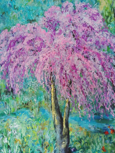 Pittura intitolato "Cerezo oriental" da Natalia Ruiz Llopart, Opera d'arte originale, Acrilico