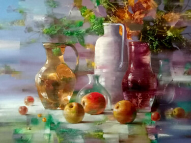 Pintura intitulada "Summer Still Life" por Anatoly Tarabanov, Obras de arte originais, Óleo Montado em Armação em madeira
