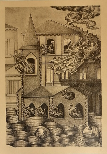 Desenho intitulada "Chute" por Hugues Wartelle, Obras de arte originais, Lápis