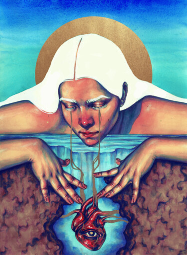 En la tierra, mi corazón Painting titled "En la tierra, mi co…" by Roselin Estephanía, Original Artwork, Watercolor