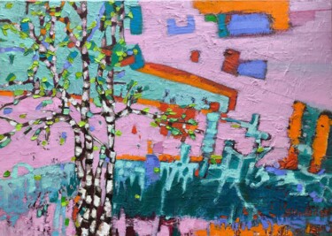 Abstract Original Birch Abstract Wall Art Landscape Artwork Pintura titulada "Abstract Original B…" por Svetlana Sindere, Obra de arte original, Oleo Montado en Bastidor de camilla de…