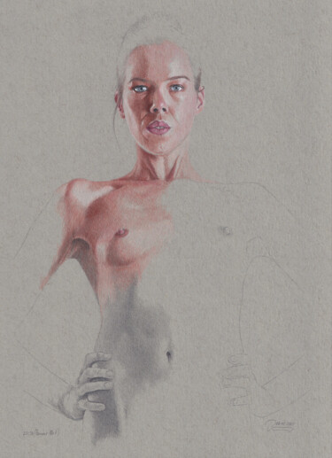 "Femme Nr. 4 (23:36)" Tekening getiteld ""Femme Nr. 4 (23:36…" door Walter Roos, Origineel Kunstwerk, Potlood