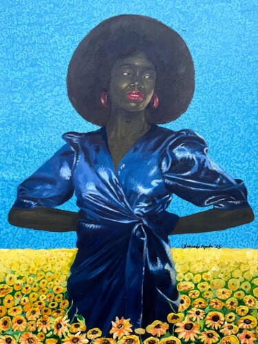 Peinture intitulée "Sunborn Soul" par Olakunle Ayoola, Œuvre d'art originale, Huile