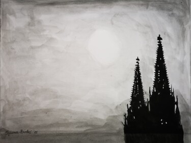 绘画 标题为“DOM IM NEBEL.” 由Simone Binder, 原创艺术品, 丙烯