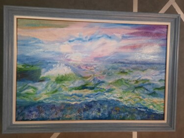 Schilderij getiteld "Пляж" door Irina Koval Cuk, Origineel Kunstwerk, Olie Gemonteerd op Andere stijve panelen
