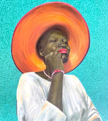 Crowned by Grace (Àkẹtẹ̀ Series) Peinture intitulée "Crowned by Grace (À…" par Olakunle Ayoola, Œuvre d'art originale, Huile
