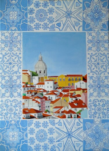 Símbolos Portugueses Pintura titulada "Símbolos Portugueses" por Inês Dourado, Obra de arte original, Oleo Montado en Bastidor de camilla de made…