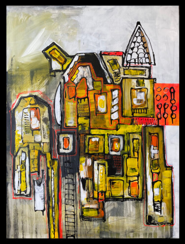 Ζωγραφική με τίτλο "Urban Relics" από Christelle Riffet (Céhère), Αυθεντικά έργα τέχνης, Ακρυλικό Τοποθετήθηκε στο Ξύλινο φο…