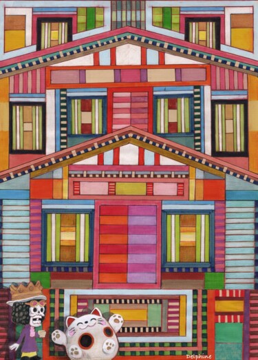 Dessin intitulée "Chalet N° 24 avec B…" par Delphine Mabed, Œuvre d'art originale, Crayon