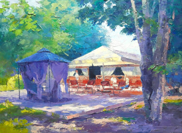 Pittura intitolato "Caravan Cafe" da Boris Serdyuk, Opera d'arte originale, Olio Montato su Telaio per barella in legno