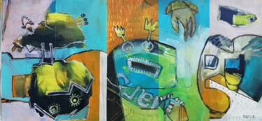 Pintura intitulada "Abstract fragments…" por Francisco Santos, Obras de arte originais, Acrílico