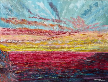 Pittura intitolato "Plage de l’Ostricon…" da Jm Mariani, Opera d'arte originale, Olio Montato su Telaio per barella in legno
