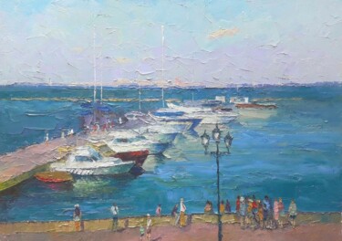 Картина под названием "Odessa Yachts" - Boris Serdyuk, Подлинное произведение искусства, Масло Установлен на Деревянная рама…