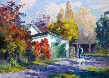 Pittura intitolato "Autumn morning" da Boris Serdyuk, Opera d'arte originale, Olio Montato su Telaio per barella in legno