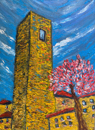 Pittura intitolato "Spring in Viterbo" da Maksim Gorshkov, Opera d'arte originale, Olio Montato su Telaio per barella in leg…