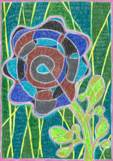 제목이 "Blume"인 그림 Micha Weiss (der utan)로, 원작, 장편 목재 패널에 장착됨