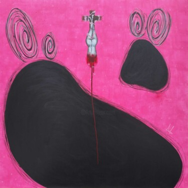 Schilderij getiteld "The boogeymen under…" door Dear Musa, Origineel Kunstwerk, Acryl Gemonteerd op Frame voor houten branca…