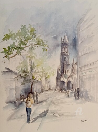 제목이 "Promenade à Boston"인 미술작품 Marie-Charlotte Houpeurt-Chauffeté로, 원작, 수채화