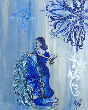 绘画 标题为“Flamenca” 由Virginie Le Roy, 原创艺术品, 油 安装在木质担架架上