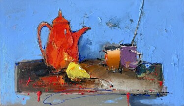 「Puer and pear」というタイトルの絵画 Ігор Євсін (Ihor Yevsin)によって, オリジナルのアートワーク, オイル ウッドストレッチャーフレームにマウント