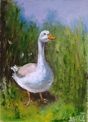 Painting titled "Painting "Goose"." by Sergiy Tsymbalov, Original Artwork, Oil