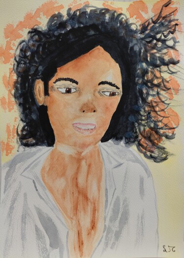 Pittura intitolato "Michael Jackson" da Lourdes M, Opera d'arte originale, Acquarello
