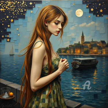 Arte digitale intitolato "A quiet knowing" da Davina Dugnas, Opera d'arte originale, Pittura digitale Montato su Telaio per…