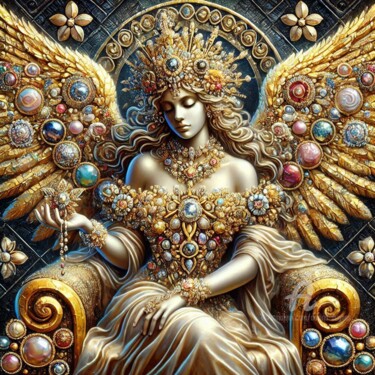 "Crystal Angel" başlıklı Dijital Sanat Davina Dugnas tarafından, Orijinal sanat, Dijital Kolaj Ahşap Sedye çerçevesi üzerine…