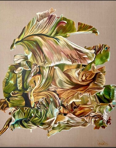 Peinture intitulée "Tulip Tapestry" par Wendy Peters, Œuvre d'art originale, Huile