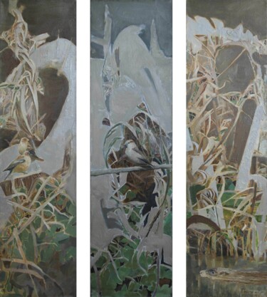 Schilderij getiteld "WHISPERS OF THE REE…" door Dmytro Dotsenko, Origineel Kunstwerk, Olie