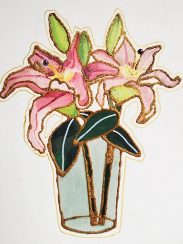Painting titled "lily06" by Lihua Ji, Original Artwork, Oil