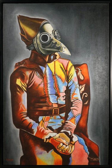 Ζωγραφική με τίτλο "The Seated Harlequin" από Izh Berida, Αυθεντικά έργα τέχνης, Λάδι