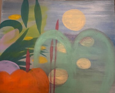 Painting titled "jungle paradise" by Marielle De Backer, Original Artwork, Acrylic Mounted on Wood Stretcher frame