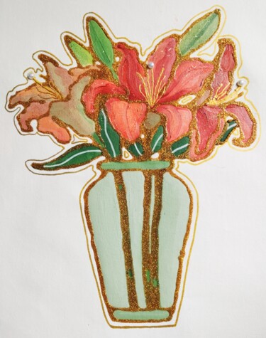 Schilderij getiteld "lily08" door Lihua Ji, Origineel Kunstwerk, Olie