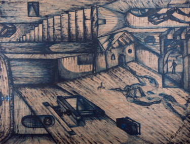 Painting titled "Ein Spiel zwischen…" by Harry Zaft, Original Artwork, Oil Mounted on Wood Panel