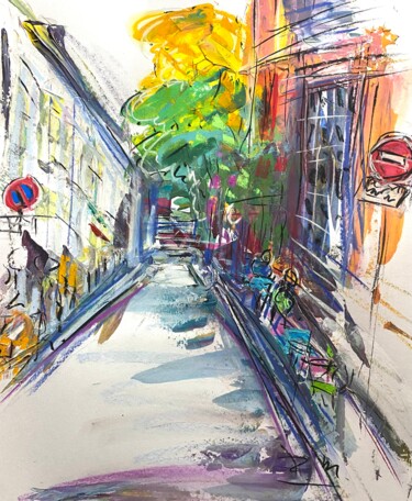 绘画 标题为“Rue tranquille au s…” 由Regine Blot, 原创艺术品, 丙烯 安装在纸板上