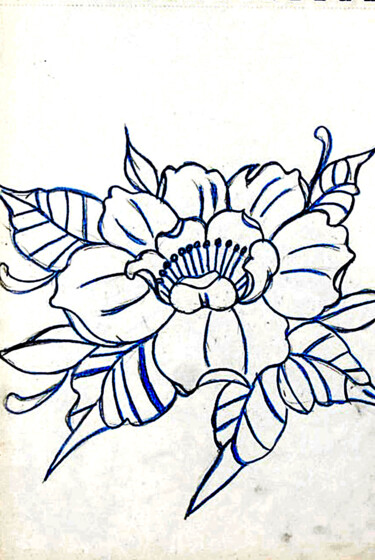 Desenho intitulada "La fleur" por José Espiguinha, Obras de arte originais, Lápis