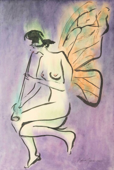 제목이 "Harmonia's flight"인 미술작품 Marcel Garbi로, 원작, 수채화