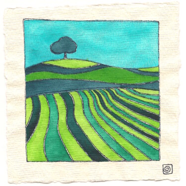 Flowing Fields Картина под названием "Flowing Fields" - Anni Tait, Подлинное произведение искусства, Акварель
