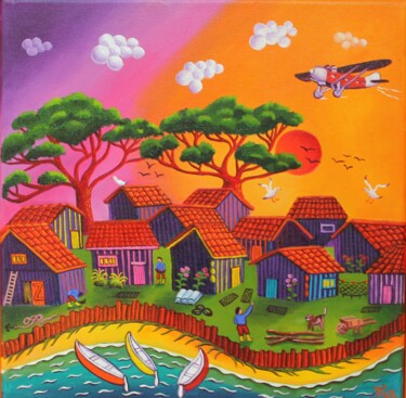Peinture intitulée "Le retour de Latéco…" par Fouschy, Œuvre d'art originale, Huile Monté sur Châssis en bois