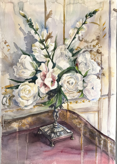 Schilderij getiteld "Luce di rococò" door Katrin Huliaieva, Origineel Kunstwerk, Aquarel