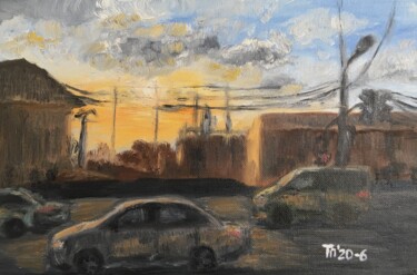 Pittura intitolato "Landscape City 20-6" da Tatyana Pavlenko, Opera d'arte originale, Olio Montato su Cartone