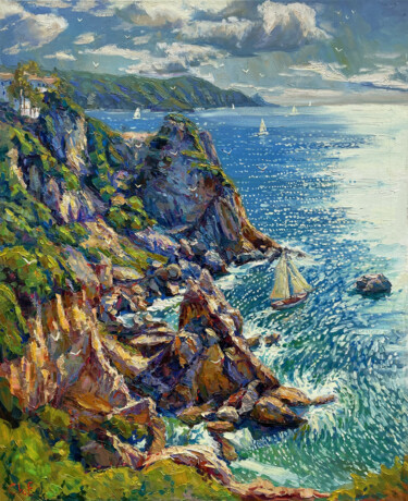 Morning by the coast Картина под названием "Morning by the coast" - Evgeny Chernyakovsky, Подлинное произведение искусства, Масло Установлен на Д…