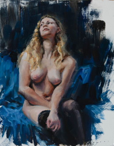 Muse of Midnight Ζωγραφική με τίτλο "Muse of Midnight" από Romain Eugène, Αυθεντικά έργα τέχνης, Λάδι Τοποθετήθηκε στο Ξύλινο πάνελ