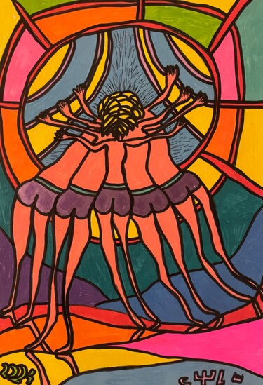 Disegno intitolato "Équilibre" da Christophe Verger-Lecocq, Opera d'arte originale, Inchiostro
